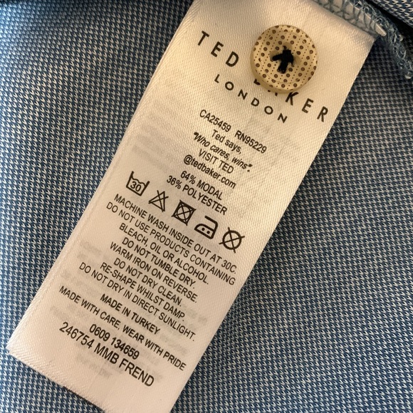 TED Baker London polo shirt shirt sleeve contrasting collar men’s sz 3 - Picture 4 of 13